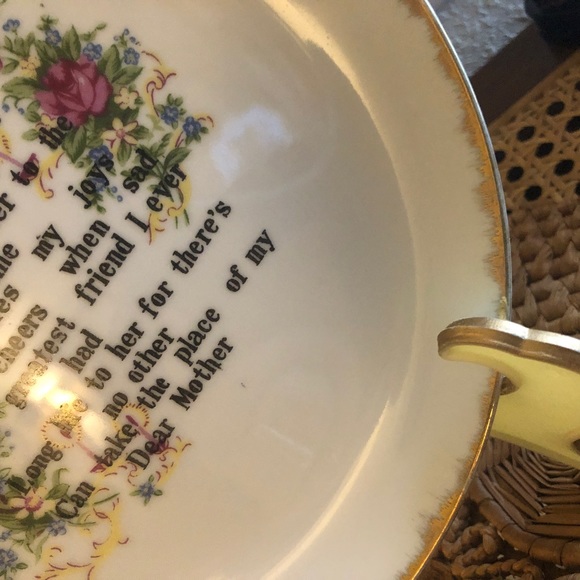 Vintage Mother Porcelain Plate w/Roses and Gold Trim - Picture 5 of 10